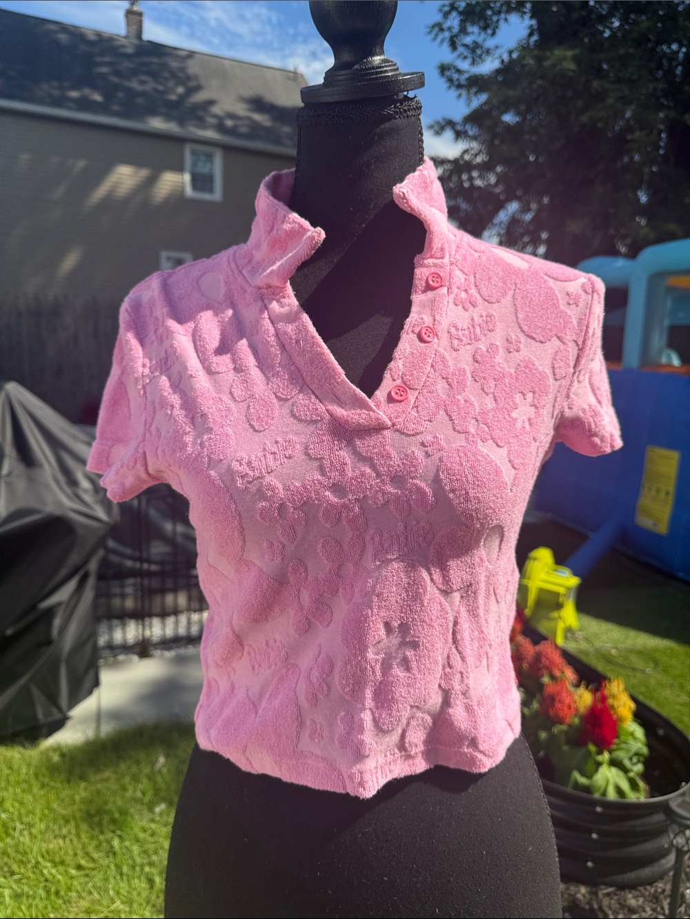 F21 Barbie Pink Hooded Terry Crop Top